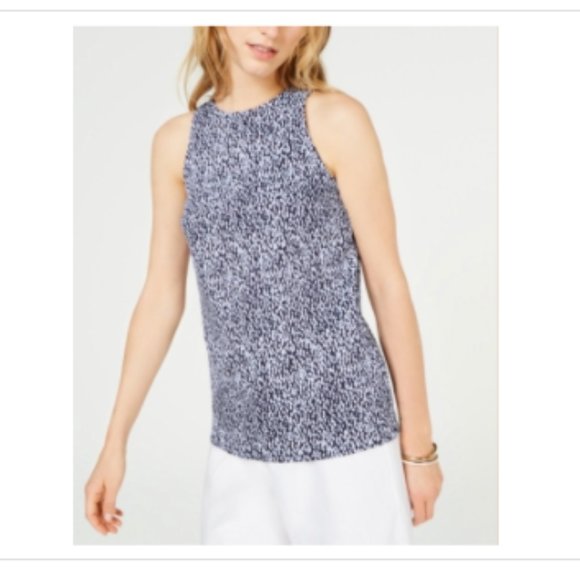 MICHAEL Michael Kors Tops - NWT Michael Kors Printed Zipper Back Top Blue